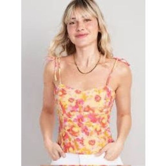 ✨Old Navy Fitted Linen-Blend Crop Sz Medium Top✨ - Picture 1 of 8